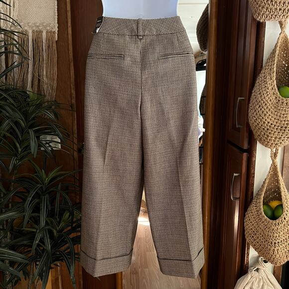 NWT The Limited Cassidy Fit Pants 8R Houndstooth Wide Leg Y2K Officecore Gaucho - Picture 2 of 10